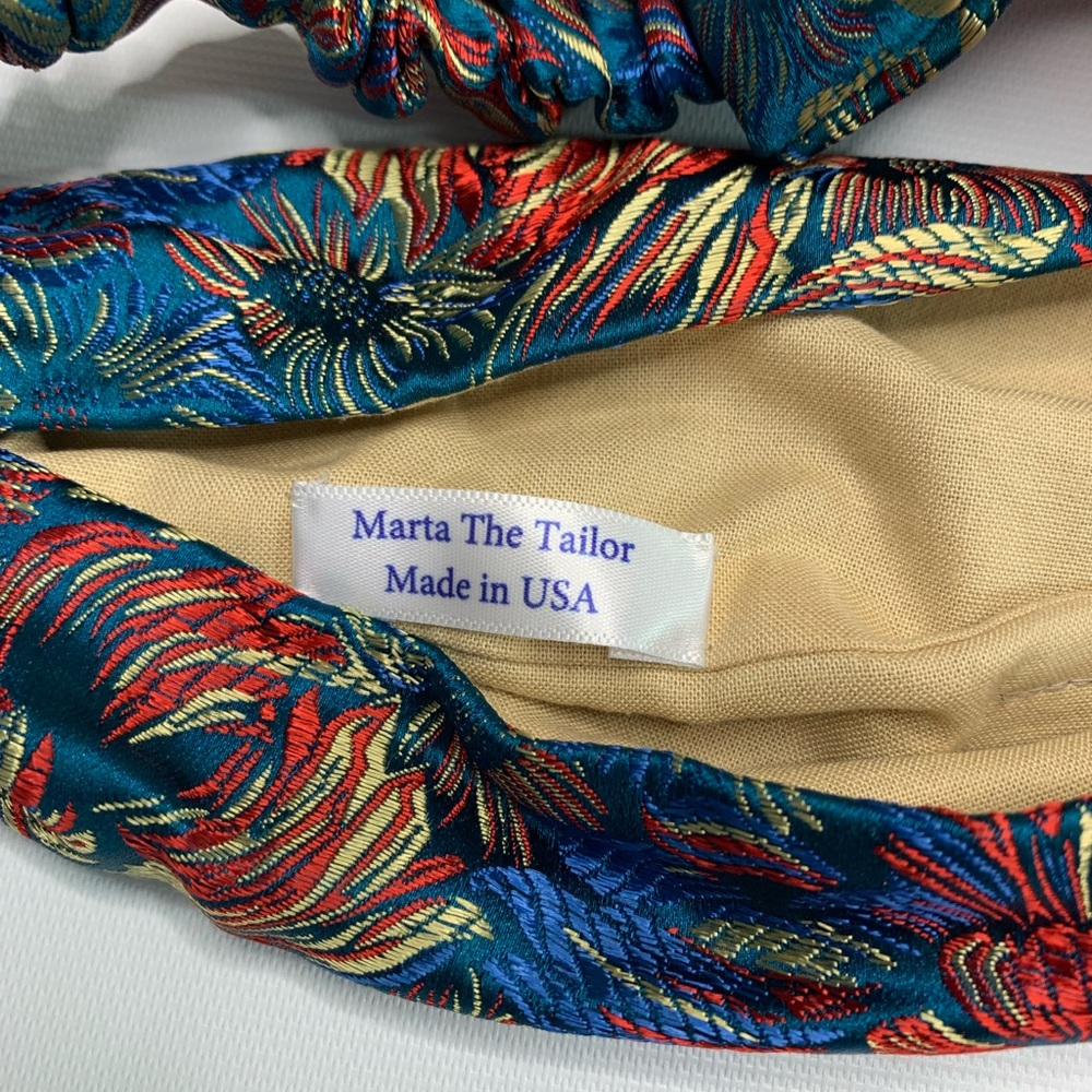 Headband handmade from luxury jacquard fabric fully lined with elastic - Picture 6 of 10